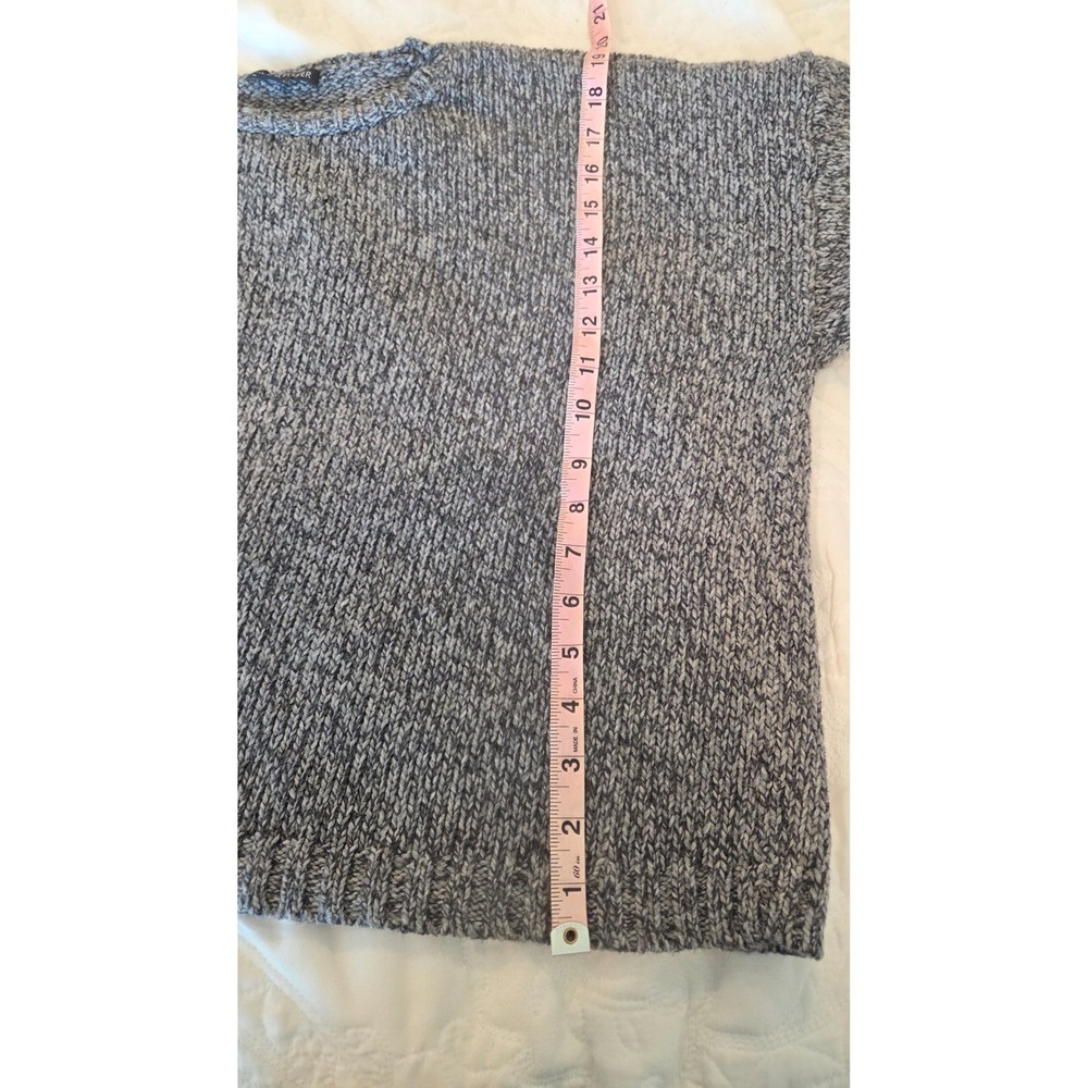 Eileen Fisher Marled Knit Sweater Boxy Relaxed Fit Grey White Italian‎ Yarn L - Picture 4 of 15